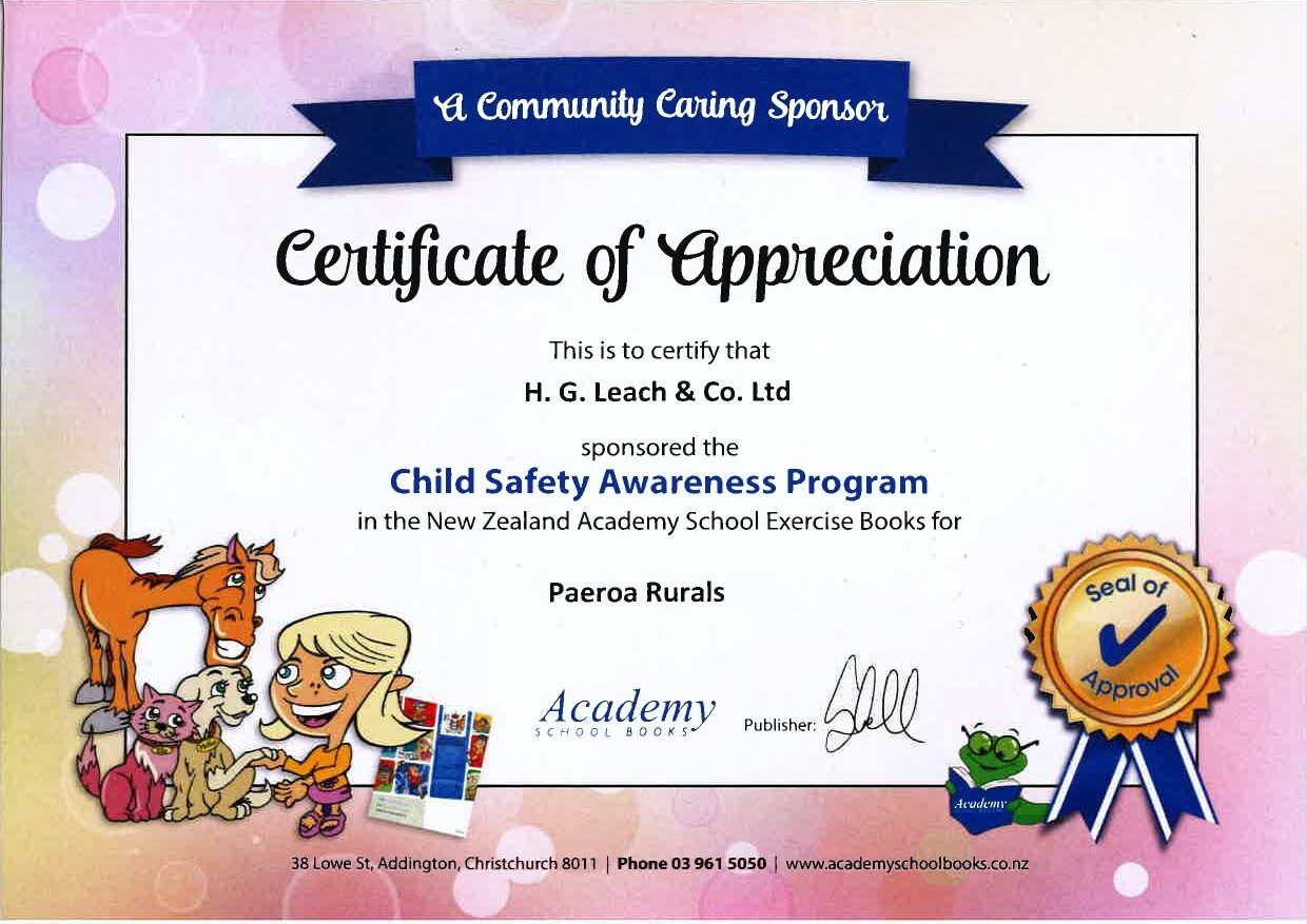 HG Leach | Child Safety Awareness Program certificate